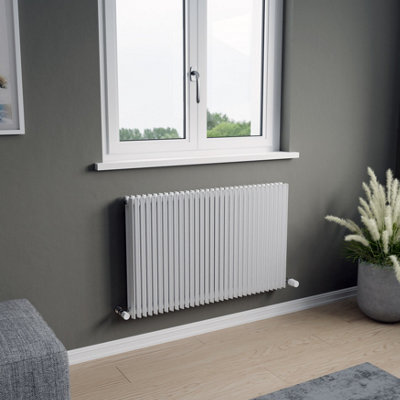 Agadon Aurora Duplex Designer Radiator 600 X 960 mm White4642 Btu10 Years Guarantee from B&Q