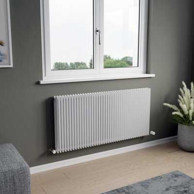 Agadon Aurora Duplex Designer Radiator 600 X 1260 mm White5369 Btu10 Years Guarantee from B&Q