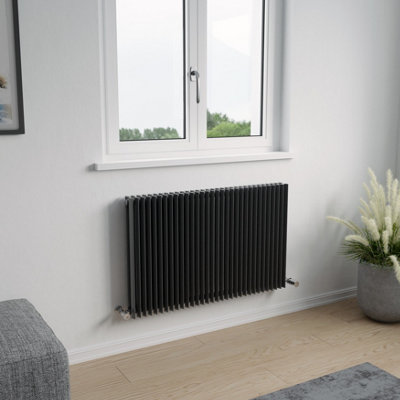 Agadon Aurora Duplex Designer Radiator 600 X 960 mm Anthracite4642 Btu10 Years Guarantee from B&Q