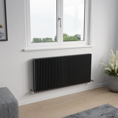 Agadon Aurora Duplex Designer Radiator 600 X 1260 mm Anthracite5369 Btu10 Years Guarantee from B&Q