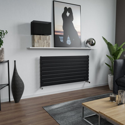 Agadon Panio Horizontal Designer Panel Radiator 595 X 1200 mm Textured Black2597 Btu10 Year Guarantee from B&Q
