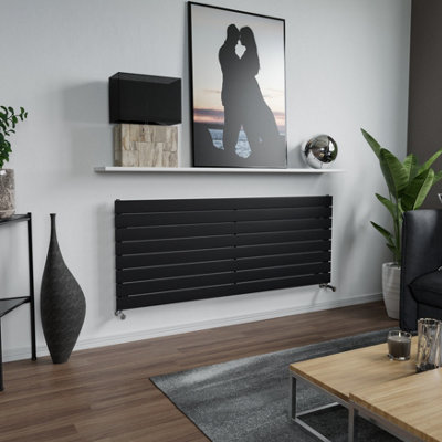 Agadon Panio Horizontal Designer Panel Radiator 595 X 1500 mm Textured Black3246 Btu10 Year Guarantee from B&Q