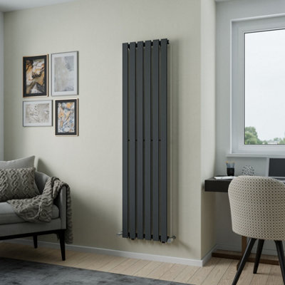 Agadon Lola Vertical Designer Panel Radiator 1800 X 448 mm Textured Anthracite from B&Q