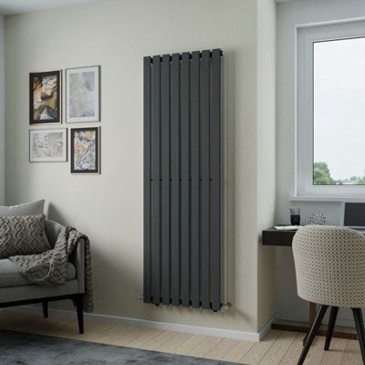 Agadon Lola Vertical Designer Panel Radiator 1800 X 600 mm Textured Anthracite from B&Q