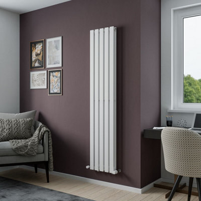 Agadon Lola Duplex Vertical Designer Panel Radiator 1800 X 372 mm White from B&Q