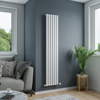 Agadon Solo Vertical Designer Oval Tube Panel Radiator 1800 X 360 mm White from B&Q