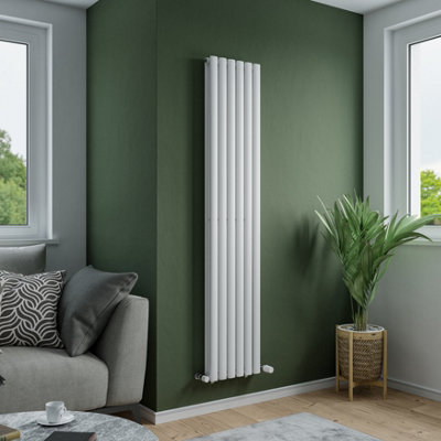 Agadon Solo Duplex Vertical Designer Oval Tube Panel Radiator 1800 X 360 mm White from B&Q