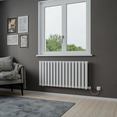 Agadon Lola Electric Horizontal Designer Panel Radiator 600 X 1208 mm White1000 W Smart Heating Element from B&Q