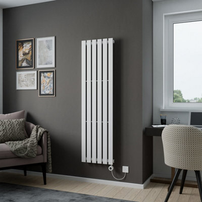 B&Q -  Lola Electric Vertical Designer Panel Radiator 1600 X 448 mm White900 W Smart Heating Element