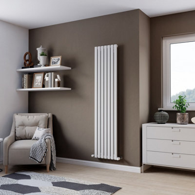Agadon Vertical Single Oval Panel Designer Radiator 1800X410 mm White from B&Q