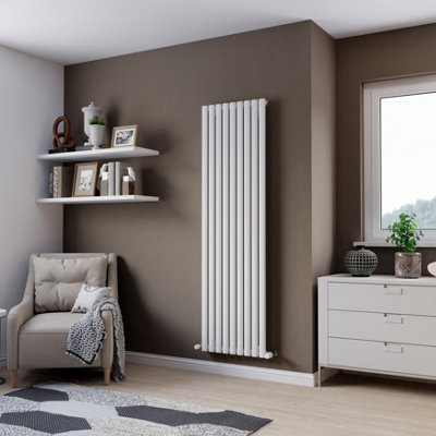 Agadon Vertical Single Oval Panel Designer Radiator 1800X526 mm White from B&Q