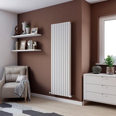Agadon Vertical Double Oval Panel Designer Radiator 1800X584 mm White from B&Q