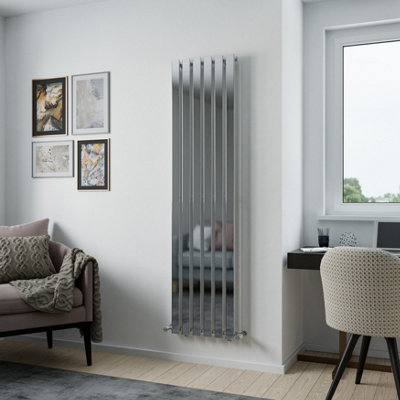 Agadon Lola Vertical Designer Panel Radiator 1800 X 448 mm Chrome from B&Q