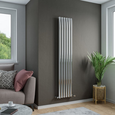 Agadon Solo Vertical Designer Oval Tube Panel Radiator 1800 X 360 mm Chrome from B&Q