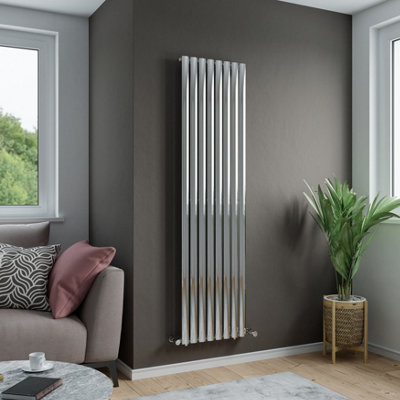 Agadon Solo Vertical Designer Oval Tube Panel Radiator 1800 X 480 mm Chrome from B&Q