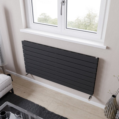 Ximax Vertirad Slimline Duplex Deluxe Hwdhs5951000A Anthracite Gas Horizontal Designer Panel Radiator(W)1200mm X (H)595mm from B&Q