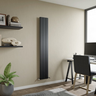 Agadon Paris Aluminium Designer Radiator 1800 X 280 mm Textured Anthracite2171 Btu10 Years Guarantee from B&Q