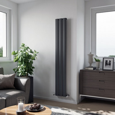 Agadon Milan Aluminium Designer Radiator 1800 X 280 mm Textured Anthracite2164 Btu10 Years Guarantee from B&Q