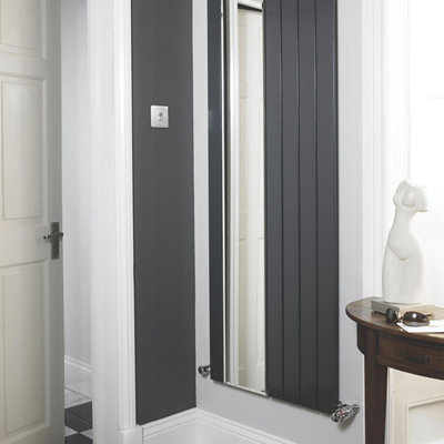 Ximax Vertirad Mirror Hwm180060A Anthracite Horizontal Or Vertical Designer 2097Btu Radiator(W)595mm X (H)1800mm from B&Q