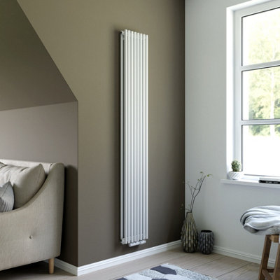 Ximax Gamba Duplex Gad1800295W White Gas Vertical Designer Radiator(W)295mm X (H)1800mm from B&Q