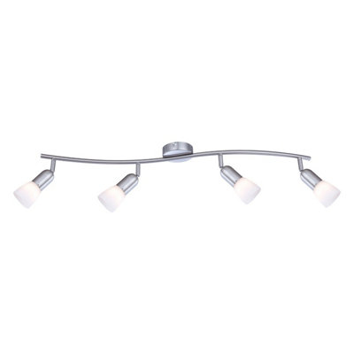 Luminosa Lighting Luminosa Cathy Ceiling Spotlight Bar Nickel Matt White Glass Shade 4X E14 from B&Q