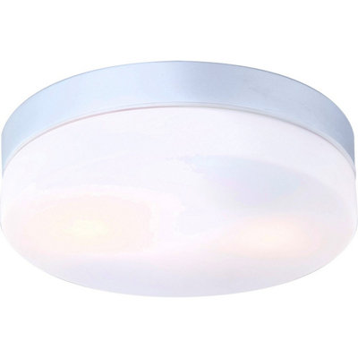 Luminosa Lighting Luminosa Vranos Outdoor Flush Silver Metallic Ip44 Opal Glass Shade 2X E27 from B&Q