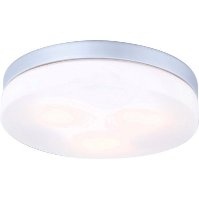 Luminosa Lighting Luminosa Vranos Outdoor Flush Silver Metallic Ip44 Opal Glass Shade 3X E27 from B&Q