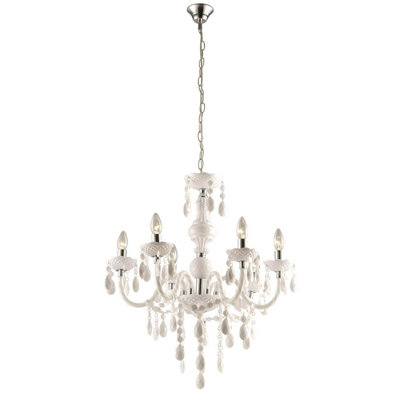 Luminosa Lighting Luminosa Cuimbra I White Chandelier Chrome Candle 6X E14 from B&Q