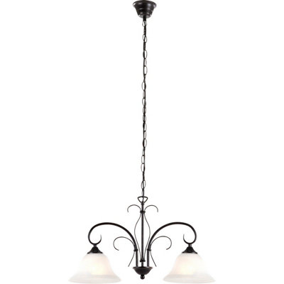 Luminosa Lighting Luminosa Aries Multi Arm Pendant Ceiling Light Rust Colored Glass Shade 2X E27