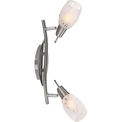 Luminosa Lighting Luminosa Florita Twin Ceiling Spotlight Chrome Opal Glass Shade 2X E14 from B&Q