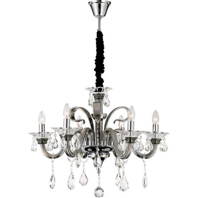 B&Q -  Luminosa Dunja Multi Arm Chandelier Chrome K9 Crystals 6X E14