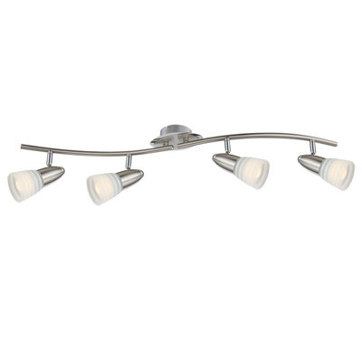 Luminosa Lighting Luminosa Caleb Ceiling Spotlight Bar Chrome Opal Glass Shade 4X E14 3000K from B&Q