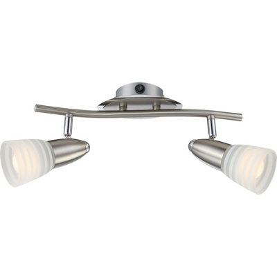 Luminosa Lighting Luminosa Caleb Twin Ceiling Spotlight Chrome Opal Glass Shade 2X E14 3000K from B&Q
