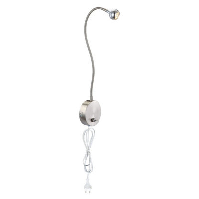 Luminosa Lighting Luminosa Serpent Reading Wall Light Nickel Matt Led 3000K from B&Q