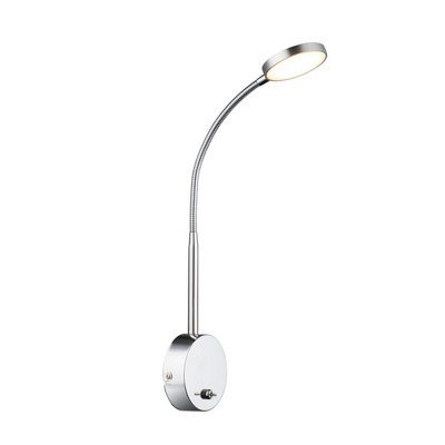 Luminosa Lighting Luminosa Pegasi Reading Wall Light Chrome Satined Glass Shade Led 3000K from B&Q