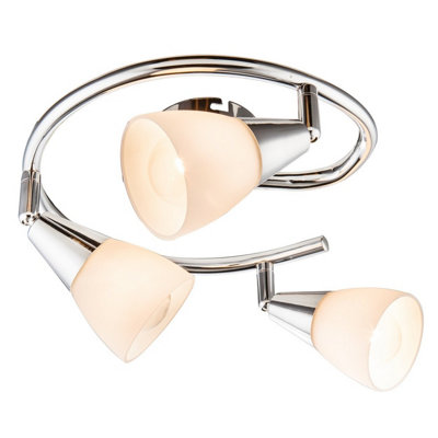 Luminosa Lighting Luminosa Tadeus Ceiling Spotlight Clusters Chrome Opal Glass Shade 3X E14 from B&Q