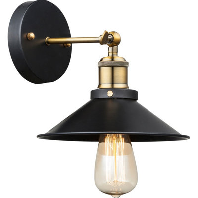 B&Q -  Luminosa Lenius Dome Wall Lamp Brass-Coloured 1X E27