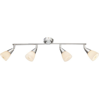 Luminosa Lighting Luminosa Tadeus Ceiling Spotlight Bar Chrome Opal Glass Shade 4X E14 from B&Q