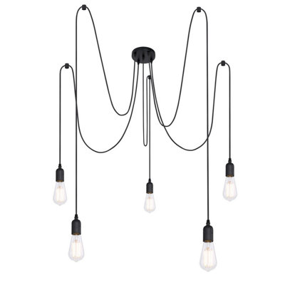 B&Q -  Luminosa Oliver Cluster Pendant Ceiling Light Black 5X E27
