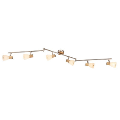 Luminosa Lighting Luminosa Gylfi Ceiling Spotlight Bar Nickel Matt Opal Glass Shade 6X E14 from B&Q