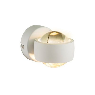 Luminosa Lighting Luminosa Randi Integrated Led Wall Lamp White Clear Glass Shade 2X Led 3000K from B&Q