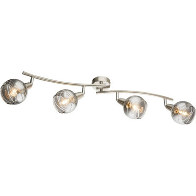 Luminosa Lighting Luminosa Roman Ceiling Spotlight Bar Nickel Matt Glass Shade 4X E14 3000K from B&Q