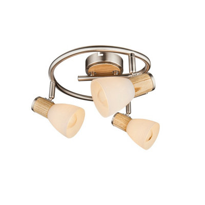 Luminosa Lighting Luminosa Gylfi Ceiling Spotlight Clusters Nickel Matt Opal Glass Shade 3X E14 from B&Q