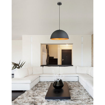 Luminosa Lighting Luminosa Lenn Dome Pendant Ceiling Light Black 1X E27 from B&Q