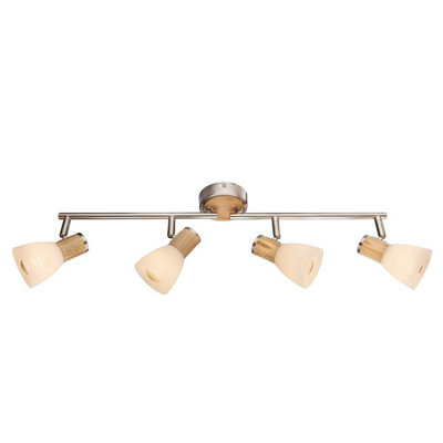 Luminosa Lighting Luminosa Gylfi Ceiling Spotlight Bar Nickel Matt Opal Glass Shade 4X E14 from B&Q