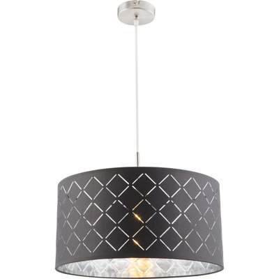 Luminosa Lighting Luminosa Kidal Cylindrical Pendant Ceiling Light Nickel Matt 1X E27 from B&Q