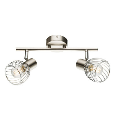 Luminosa Lighting Luminosa Texas Twin Ceiling Spotlight Nickel Matt 2X E14 from B&Q