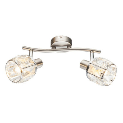 Luminosa Lighting Luminosa Kris Twin Ceiling Spotlight Nickel Matt 2X E14 from B&Q