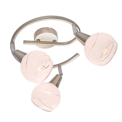 Luminosa Lighting Luminosa Elliott Ceiling Spotlight Clusters Nickel Matt Satined Glass Shade 3X E14 3000K from B&Q