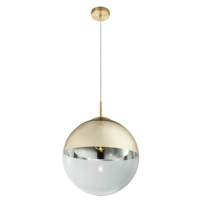 Luminosa Lighting Luminosa Varus 33Cm Globe Pendant Ceiling Light Gold Colors Transparent Glass Shade 1X E27 from B&Q